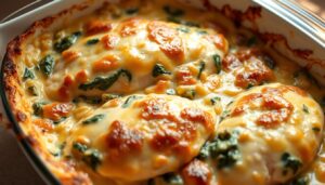 Cheesy Spinach Artichoke Chicken Bake