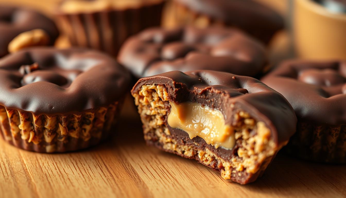 Chocolate Granola Cups with Peanut Butter Filling