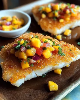 Coconut Crusted Fish with Mango Salsa Recipe delights!