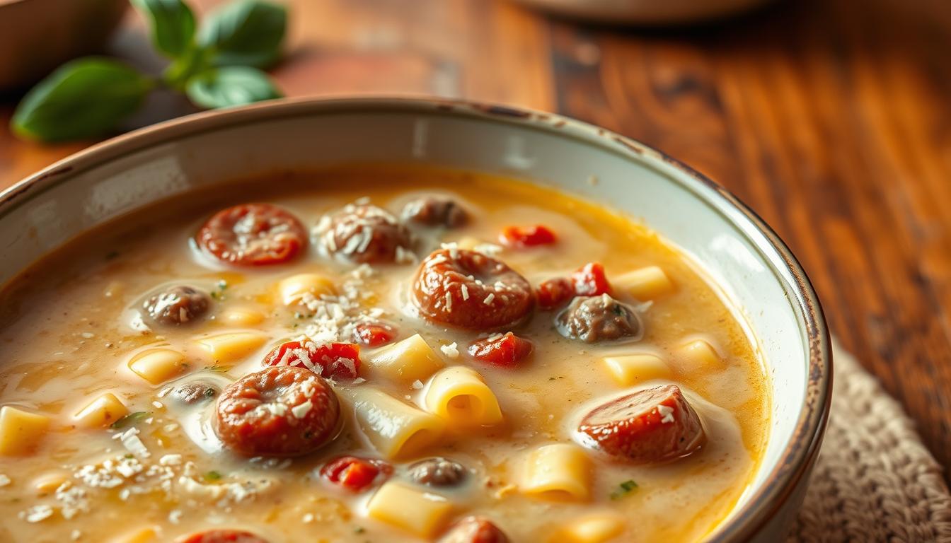 Creamy Parmesan Italian Sausage Ditalini Soup