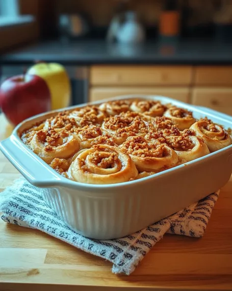 Apple Crisp Cinnamon Roll Casserole Recipe