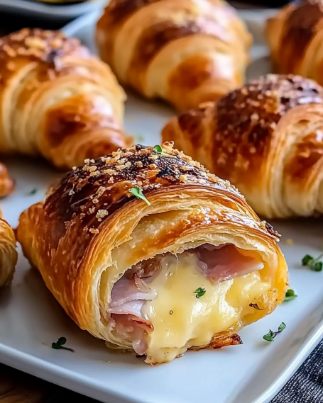 A Comforting Classic: The Irresistible Charm of Baked Ham and Cheese Croissants
