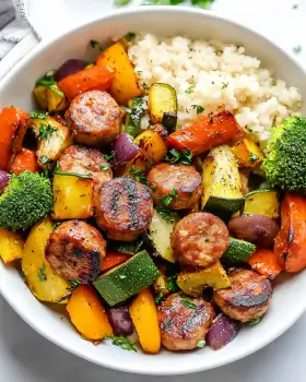 Air Fryer Chicken Sausage with Vegetables is delicious!