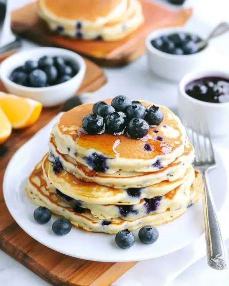 Fluffy Blueberry Pancakes are a breakfast delight!