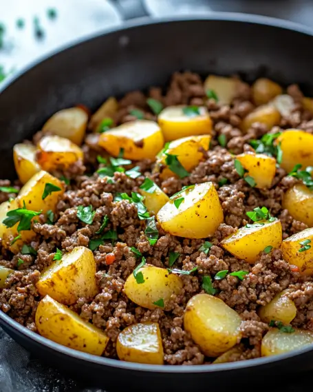 Hearty Beef and Potato Skillet is a must-try recipe!