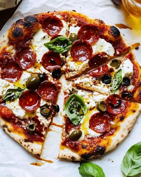 Pepperoni Pizza with Hot Honey and Ricotta is Delicious!