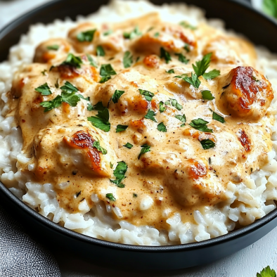 Creamy Smothered Chicken with Rice is a must-try dish!