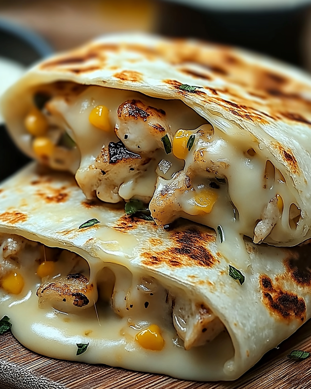 Cheesy Garlic Chicken Wraps are a family favorite meal.