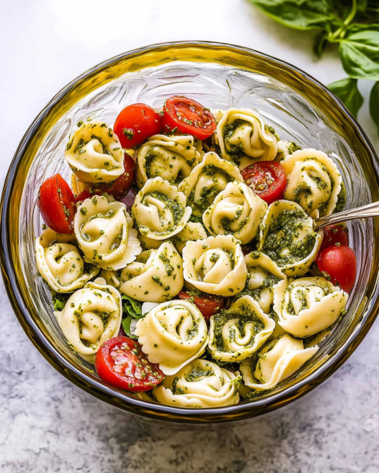 Pesto Tortellini Salad is a delicious and easy recipe.
