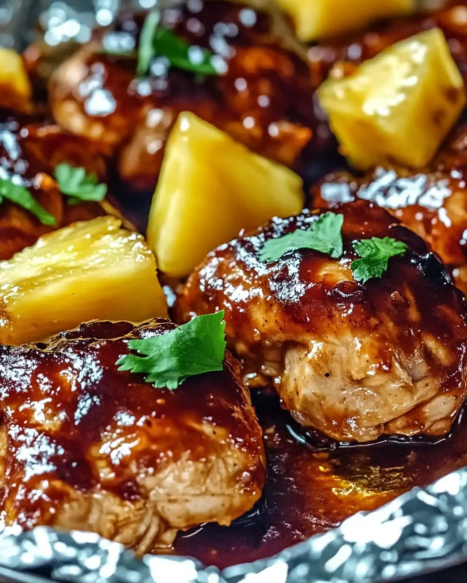 Hawaiian BBQ Chicken and Pineapple Foil Packets amaze!