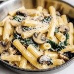 Creamy Parmesan Spinach and Mushroom Pasta