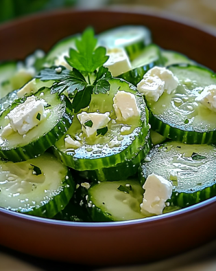 Cucumber Feta Salad with Lemon Dressing Recipe is easy!