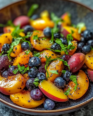 Grilled Peach Blueberry Salad is a summer delight!
