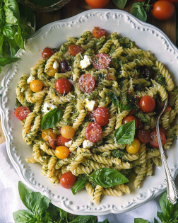 Pesto Pasta Salad with Cherry Tomatoes and Mozzarella made easy!