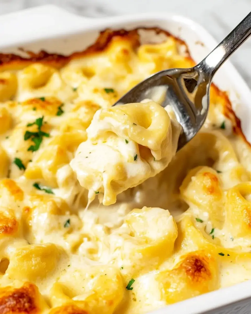 Creamy Alfredo Tortellini Bake is a must-try recipe!