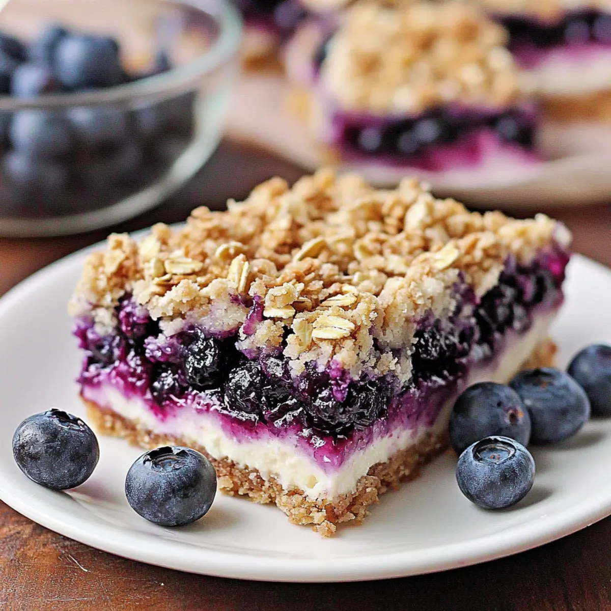 Blueberry Crisp Cheesecake Bars