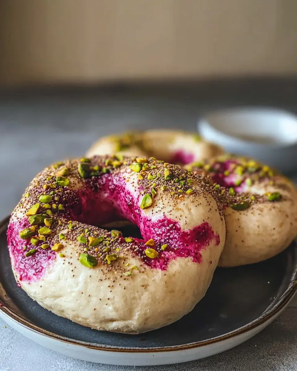 Raspberry Pistachio Sourdough Bagels boost your brunch!