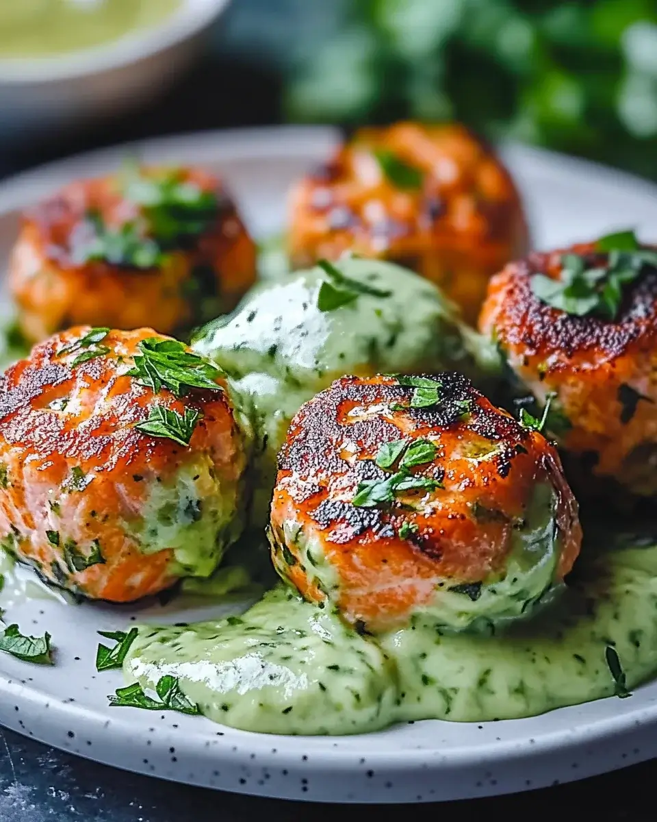 Grilled Salmon Balls with Creamy Avocado Sauce Delight!
