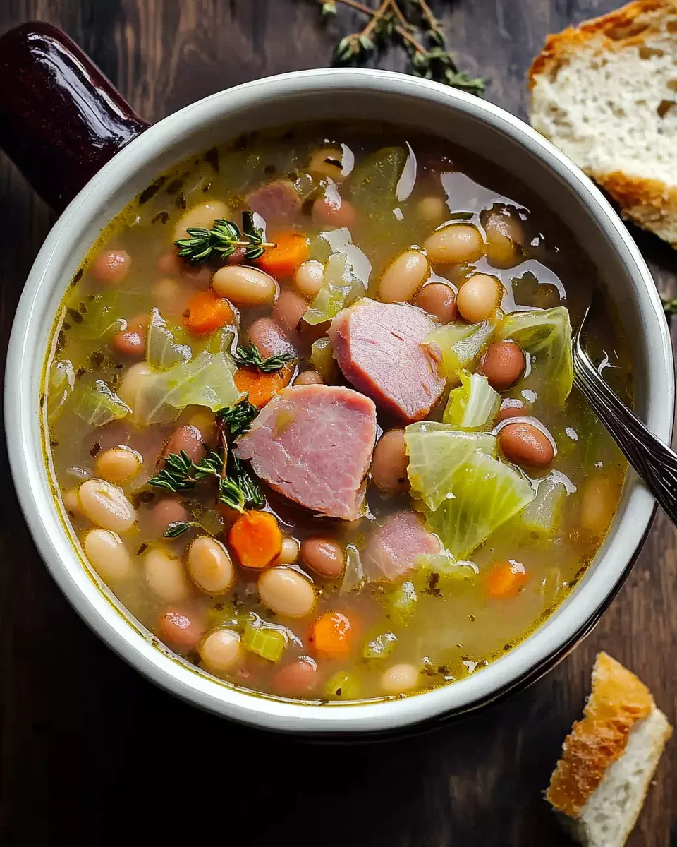 Smoky Ham Hock, Bean, and Cabbage Soup Made Easy!