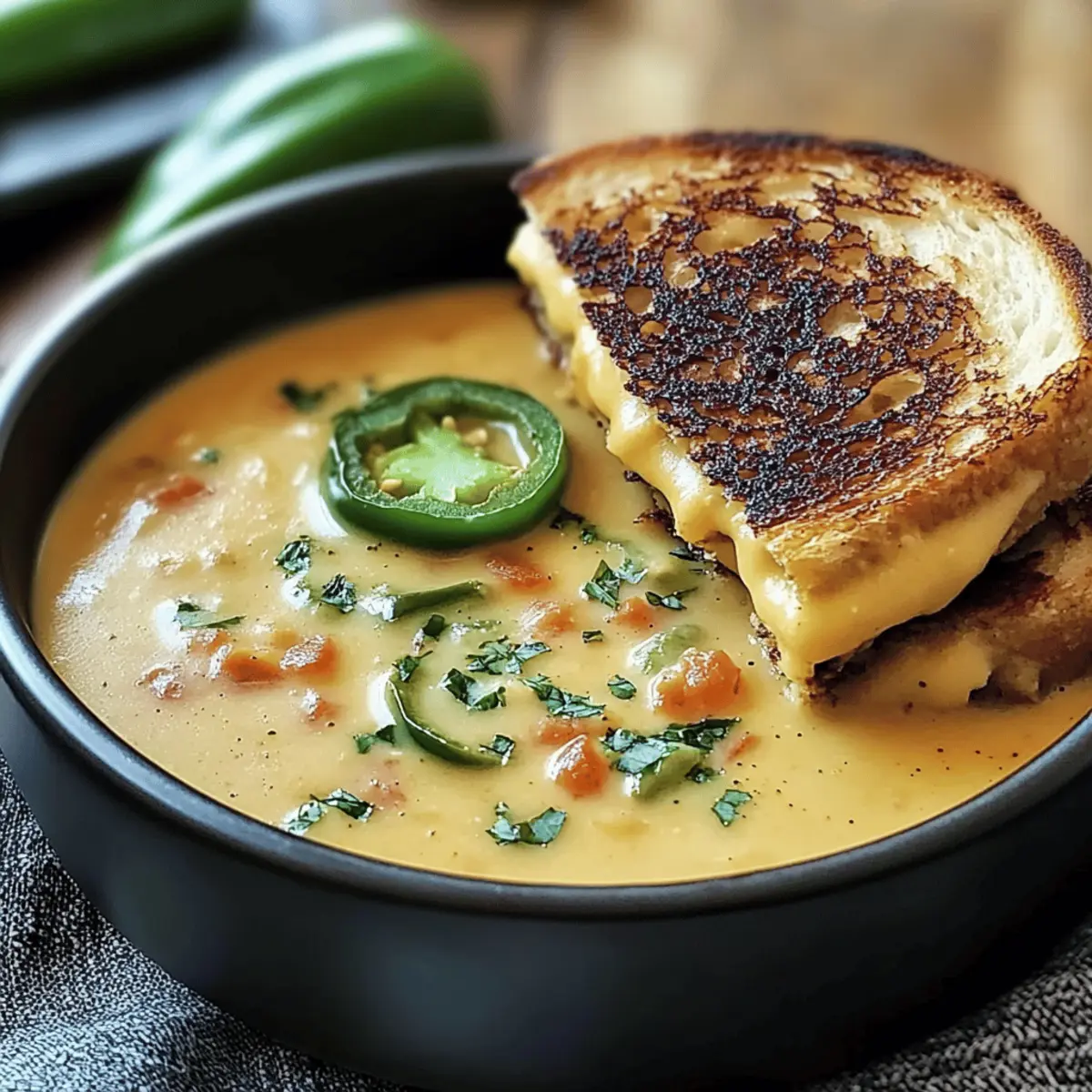 Spicy Jalapeño Popper Soup with Grilled Cheese Dippers Bliss
