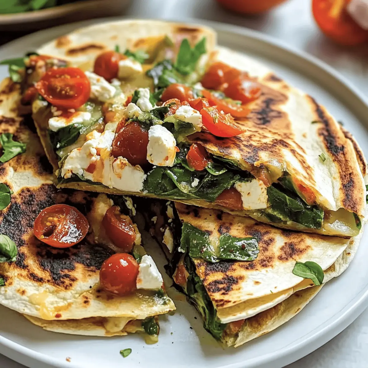 Mediterranean Quesadillas with Spinach, Feta, and More Delight