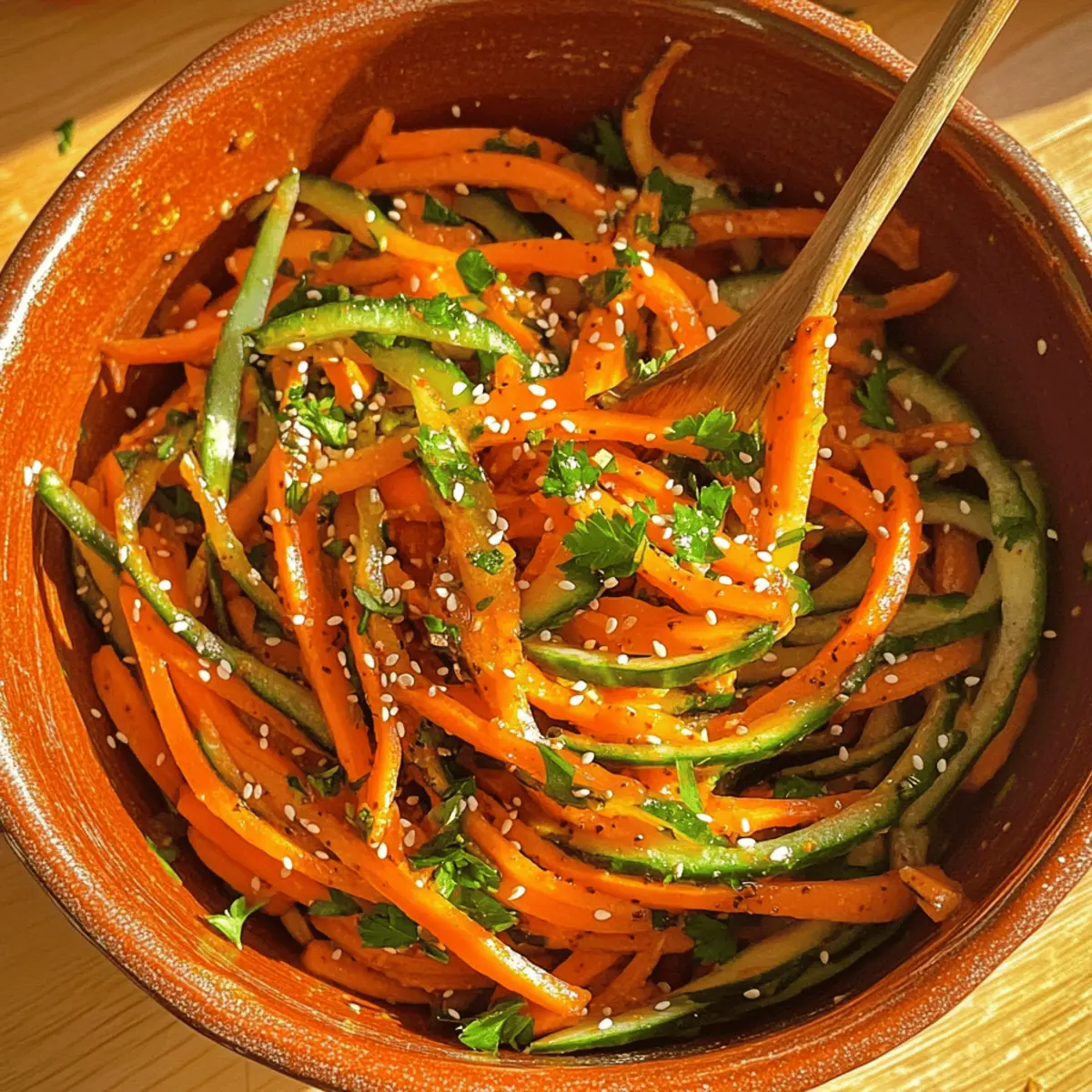 Cucumber Carrot Salad with Spicy Dressing for a Crunchy Boost