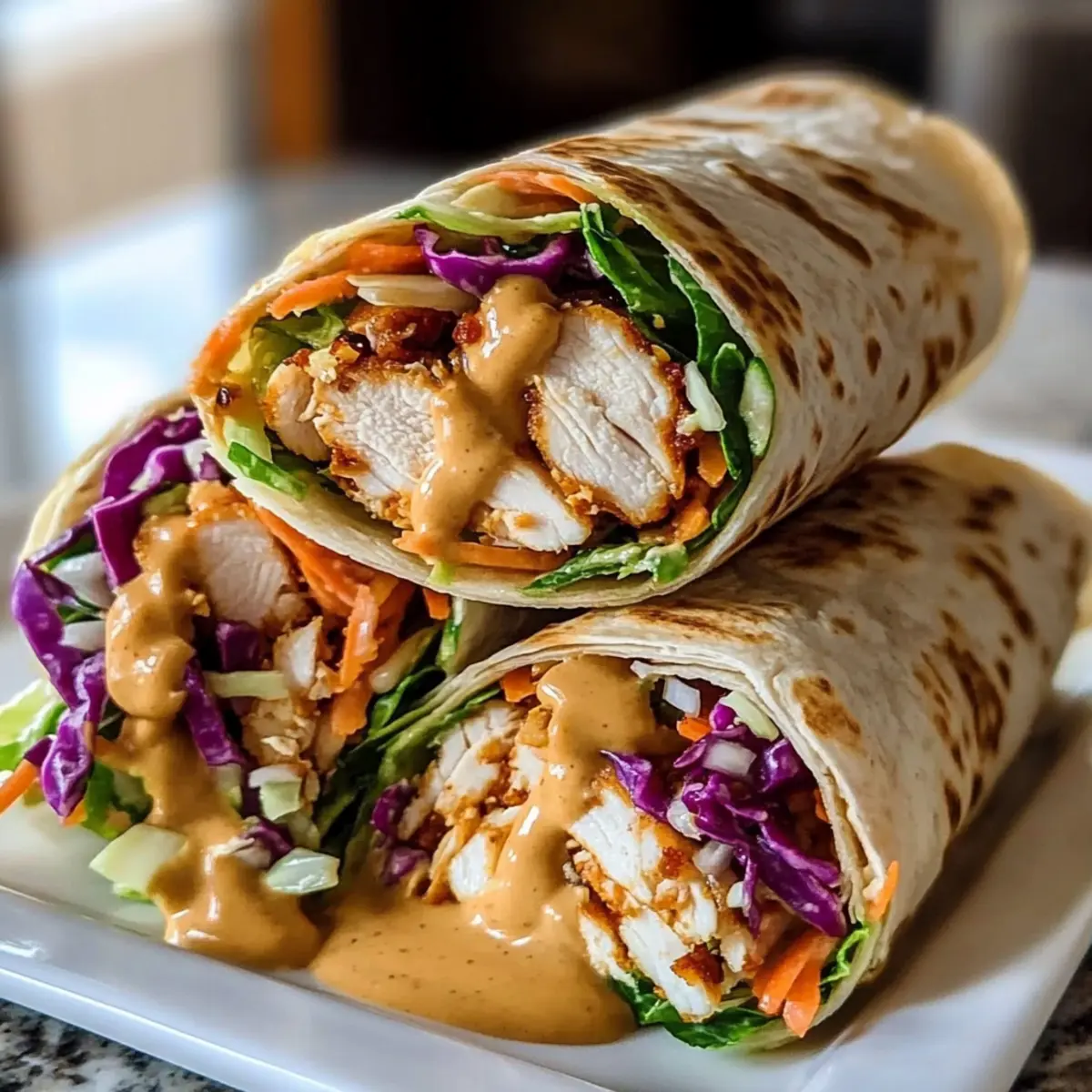Thai Peanut Chicken Wraps