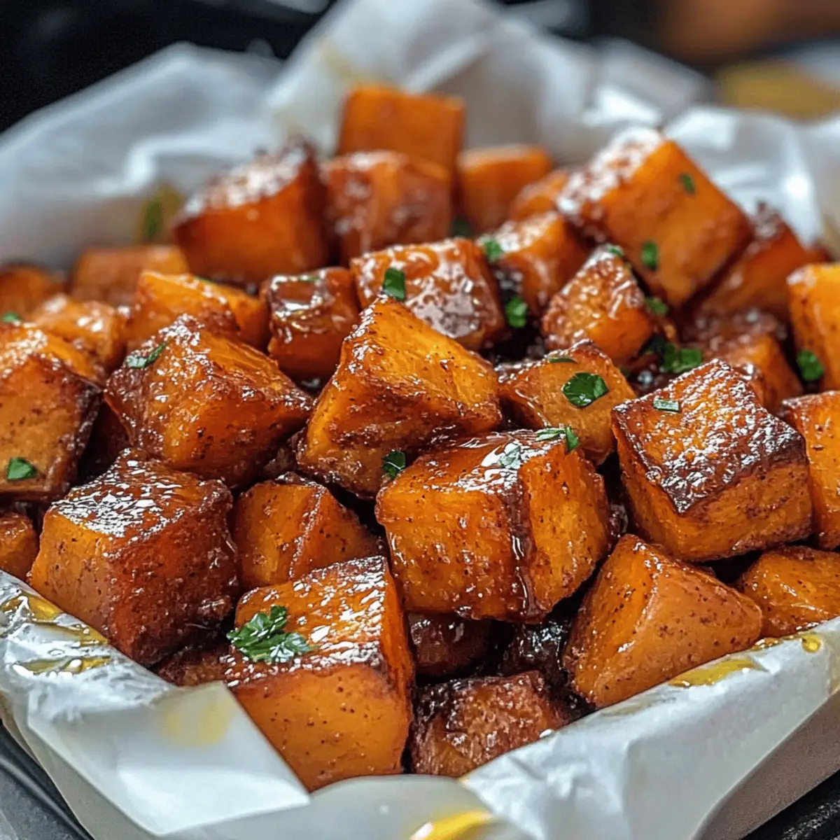 Roasted Sweet Potatoes with Cinnamon & Honey