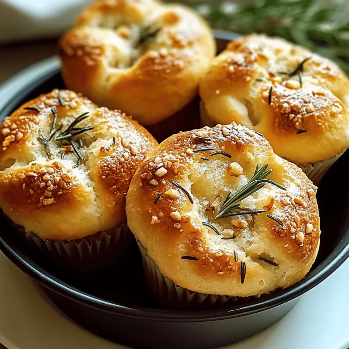 Irresistible Golden Crust Garlic Rosemary Focaccia Muffins to Savor