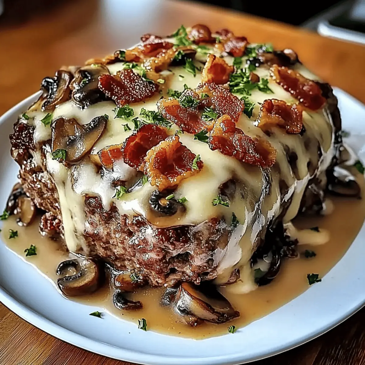 Bacon Mushroom Swiss Cheese Meatloaf That’s Comforting Goodness