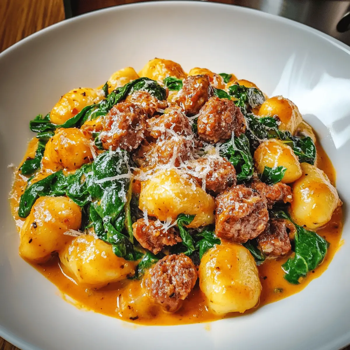 Creamy Pumpkin Gnocchi with Spinach and Italian Sausage Bliss
