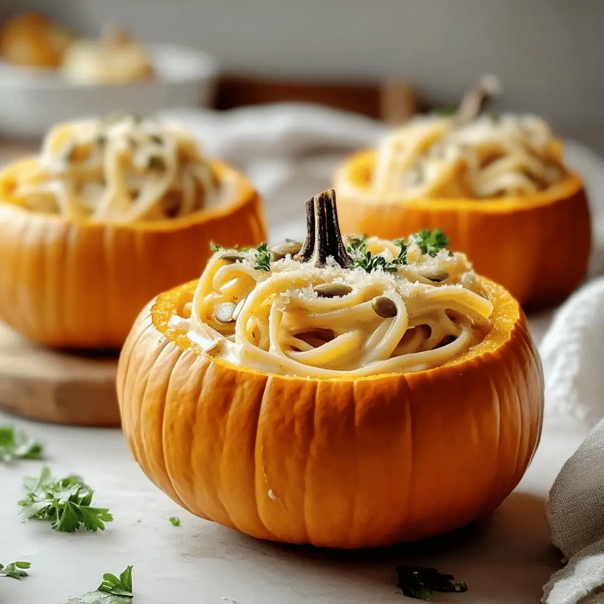 Pumpkin Alfredo Pasta Cauldrons