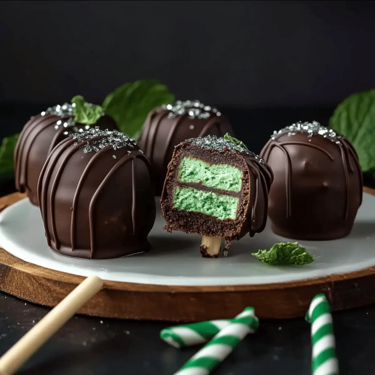 Slytherin Dark Mint Chocolate Cheesecake Pops for Magical Treats