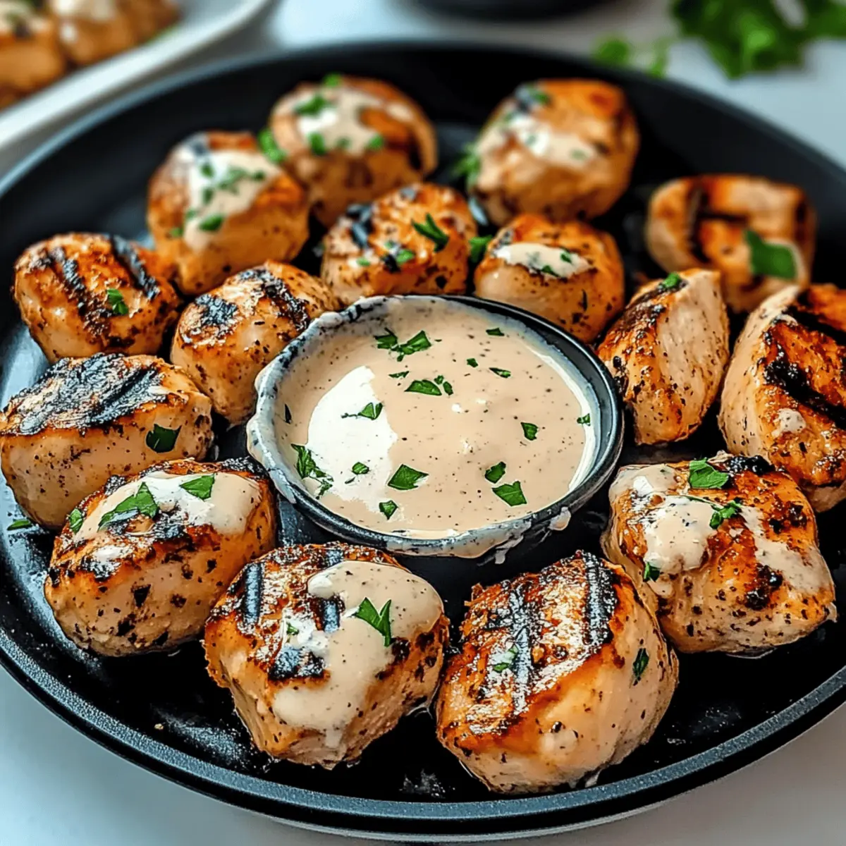 Grilled Chicken Bites with Creamy Garlic Sauce