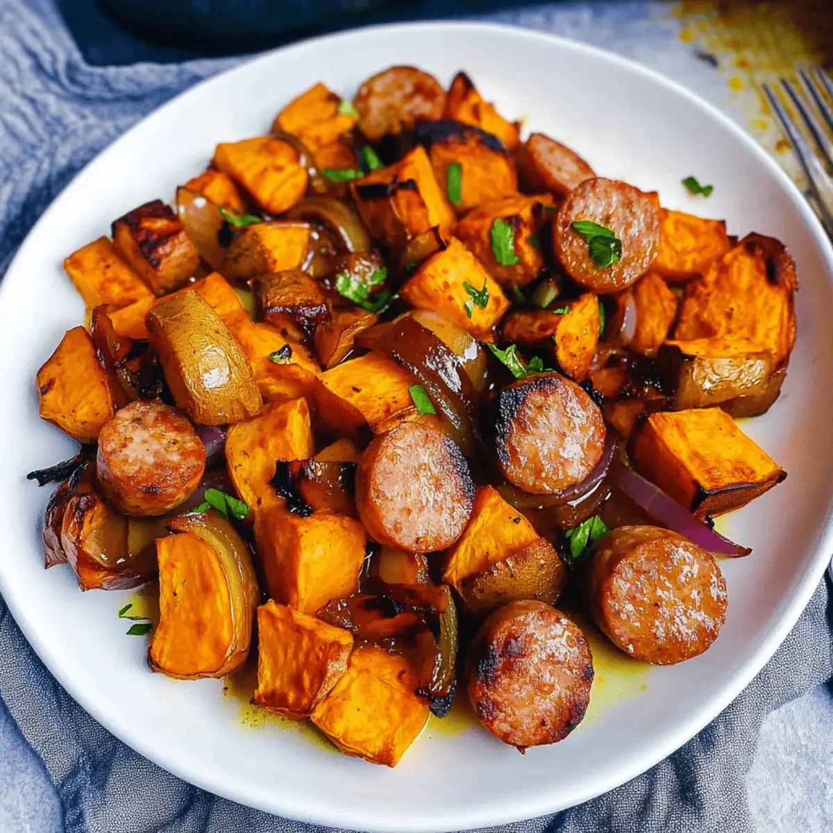 Sheet Pan Sausage and Sweet Potatoes