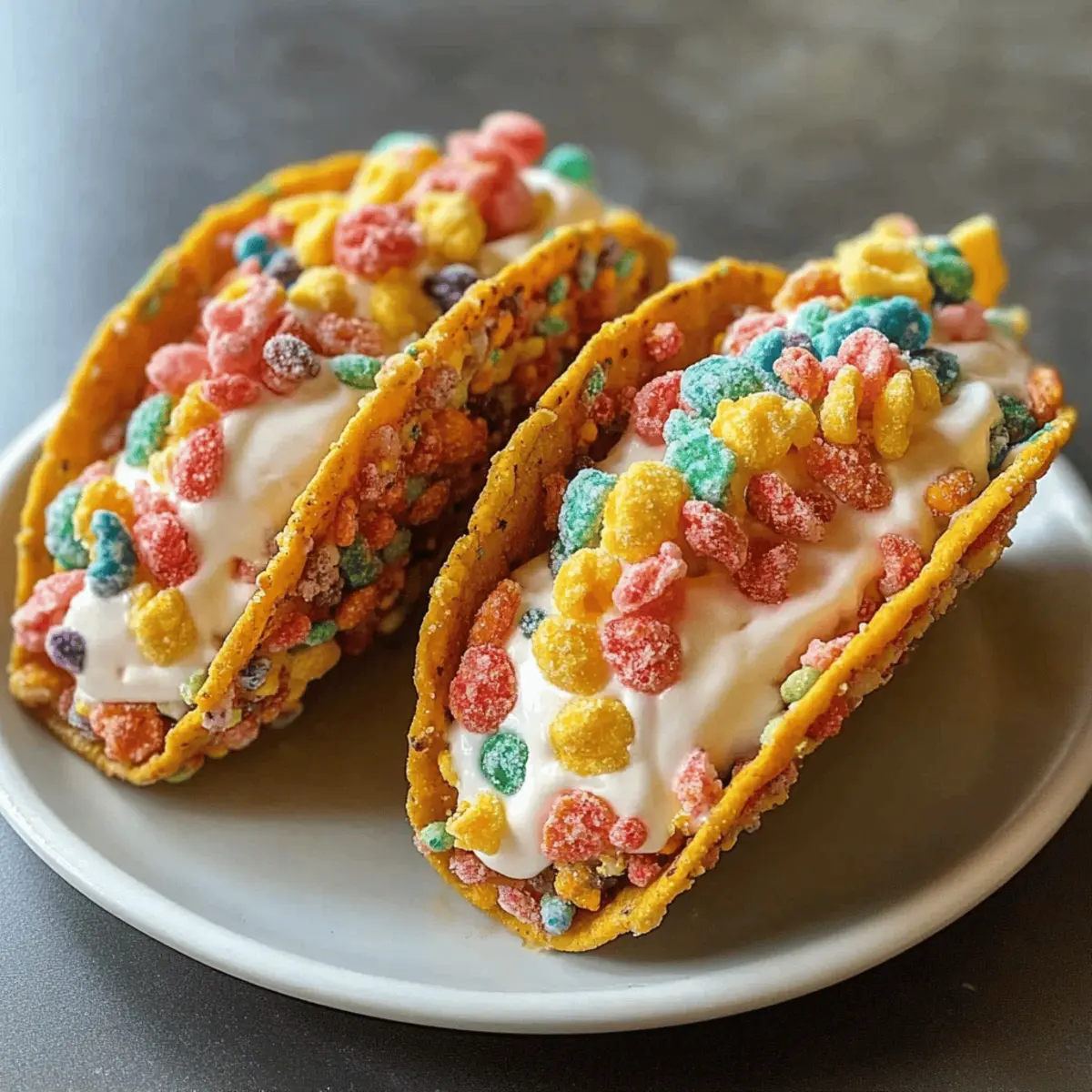 Fruity Pebbles Cheesecake Tacos