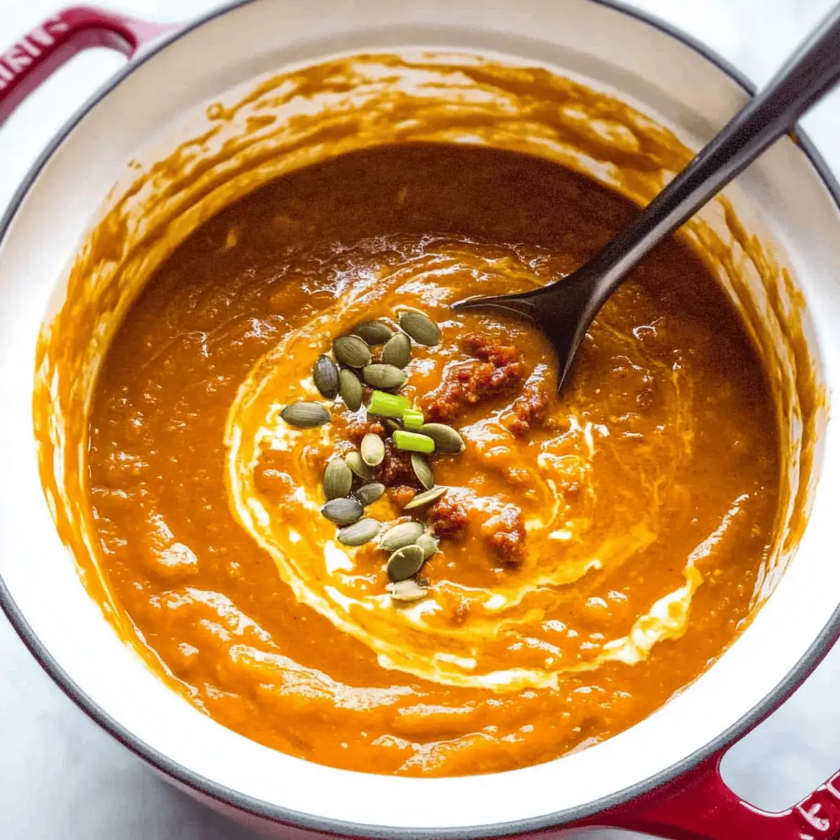 Spicy chorizo pumpkin soup