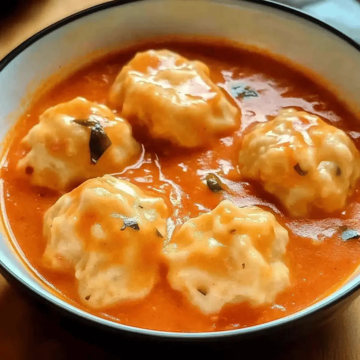 Cozy Tomato Soup with Cheese Dumplings for Ultimate Comfort