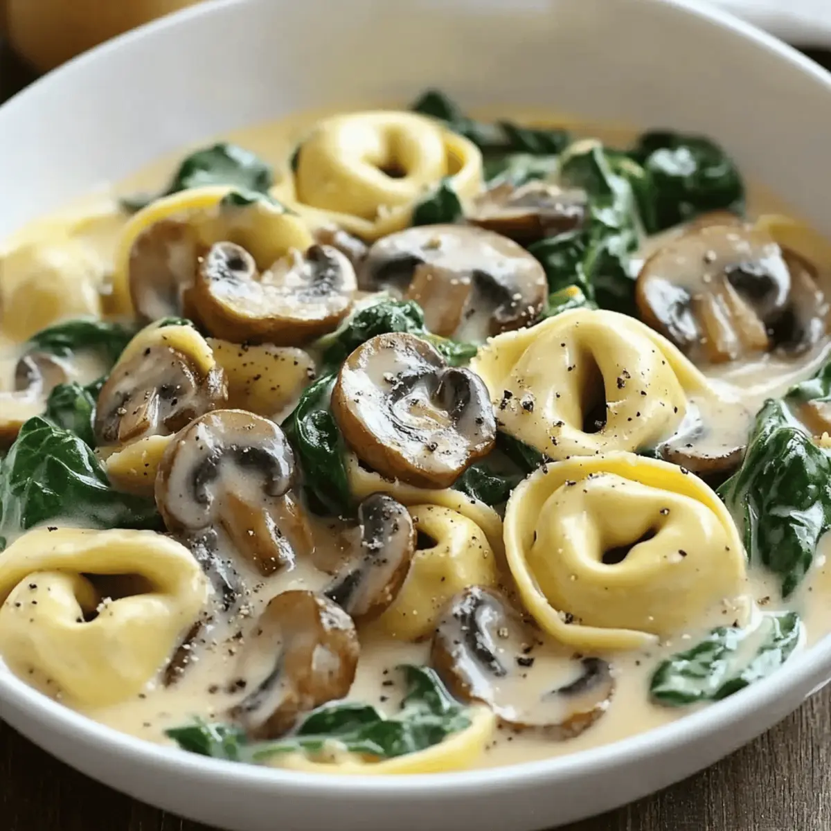 Creamy Tortellini w Spinach & Mushrooms for Cozy Nights