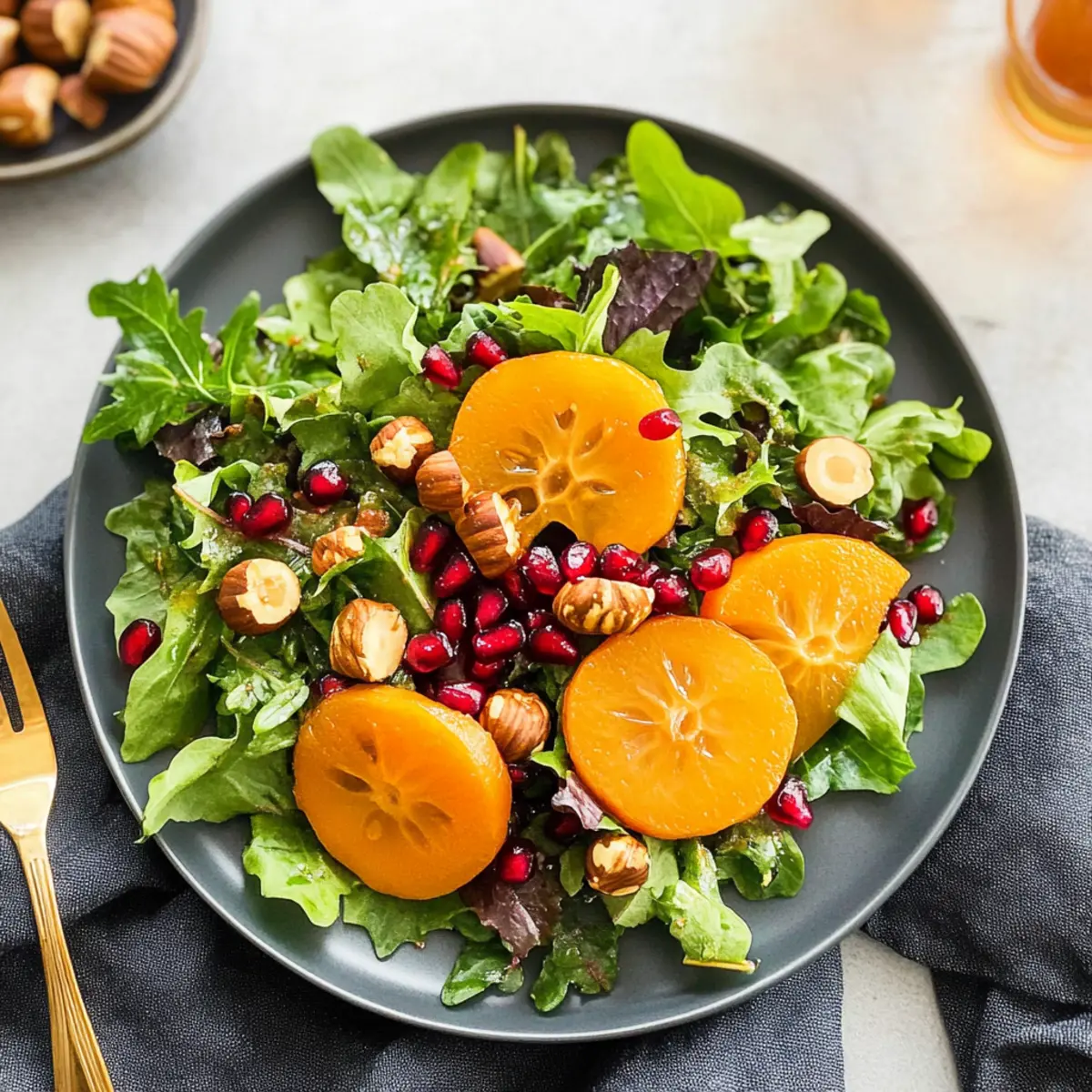 Festive Persimmon Salad with Candied Hazelnuts Delight