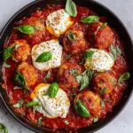 Juicy Turkey Meatballs in Tomato Basil Sauce with Burrata