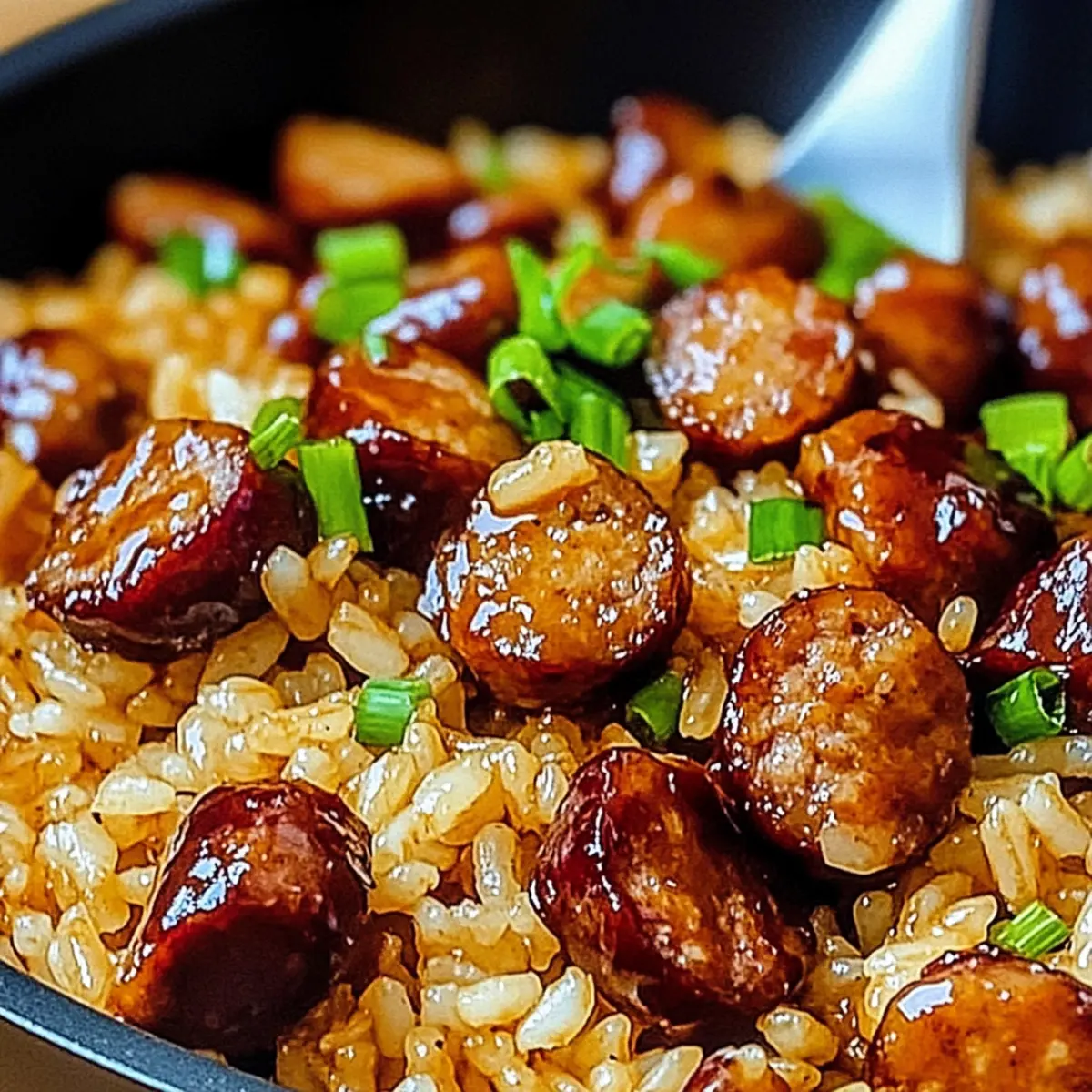 One-Pan Sweet and Tangy BBQ Sausage Rice