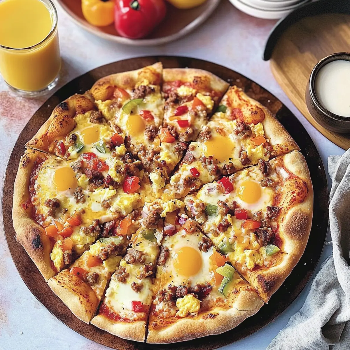 Mouthwatering Breakfast Pizza Loaded with Eggs and Sausage