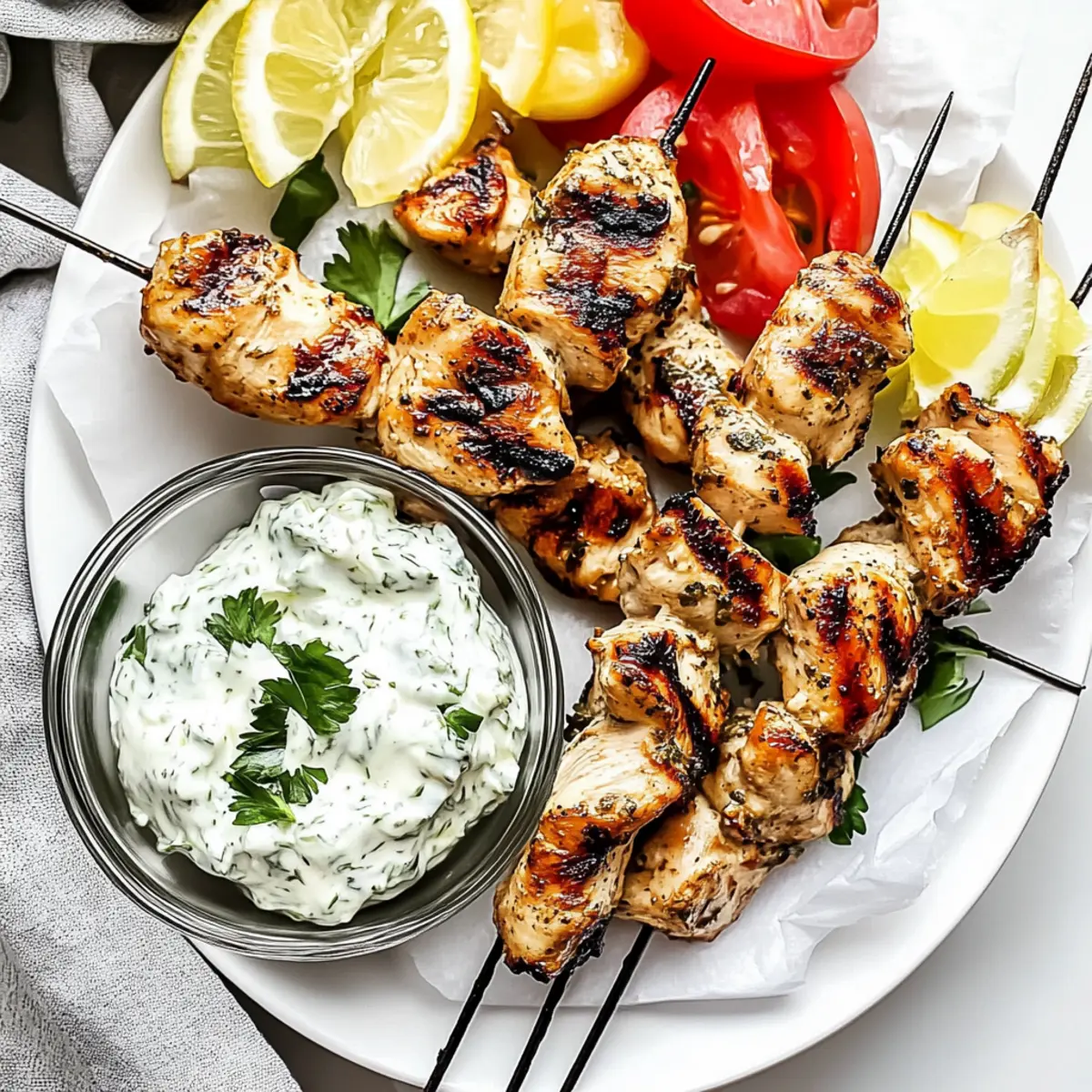 Mouthwatering Greek Chicken Souvlaki with Creamy Tzatziki