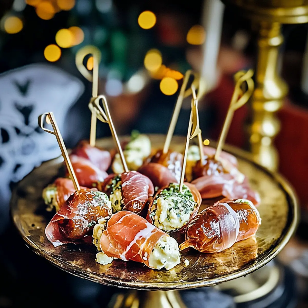 Cheese Stuffed Dates Wrapped in Prosciutto for a Festive Touch