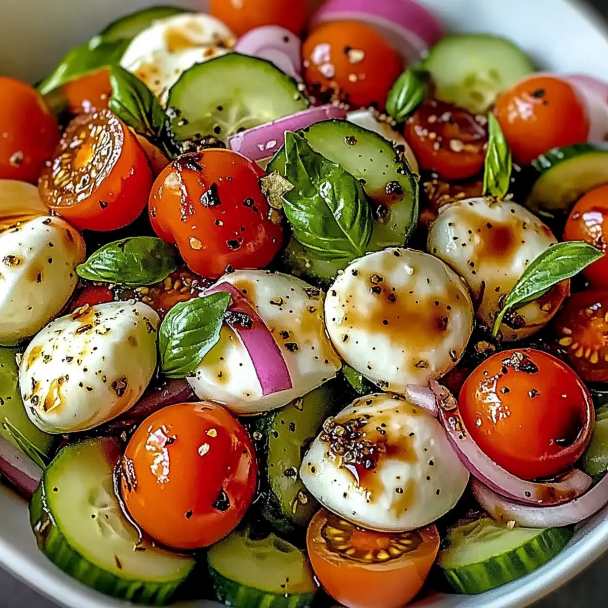Cucumber Caprese Salad - A Refreshing No-Cook Treat
