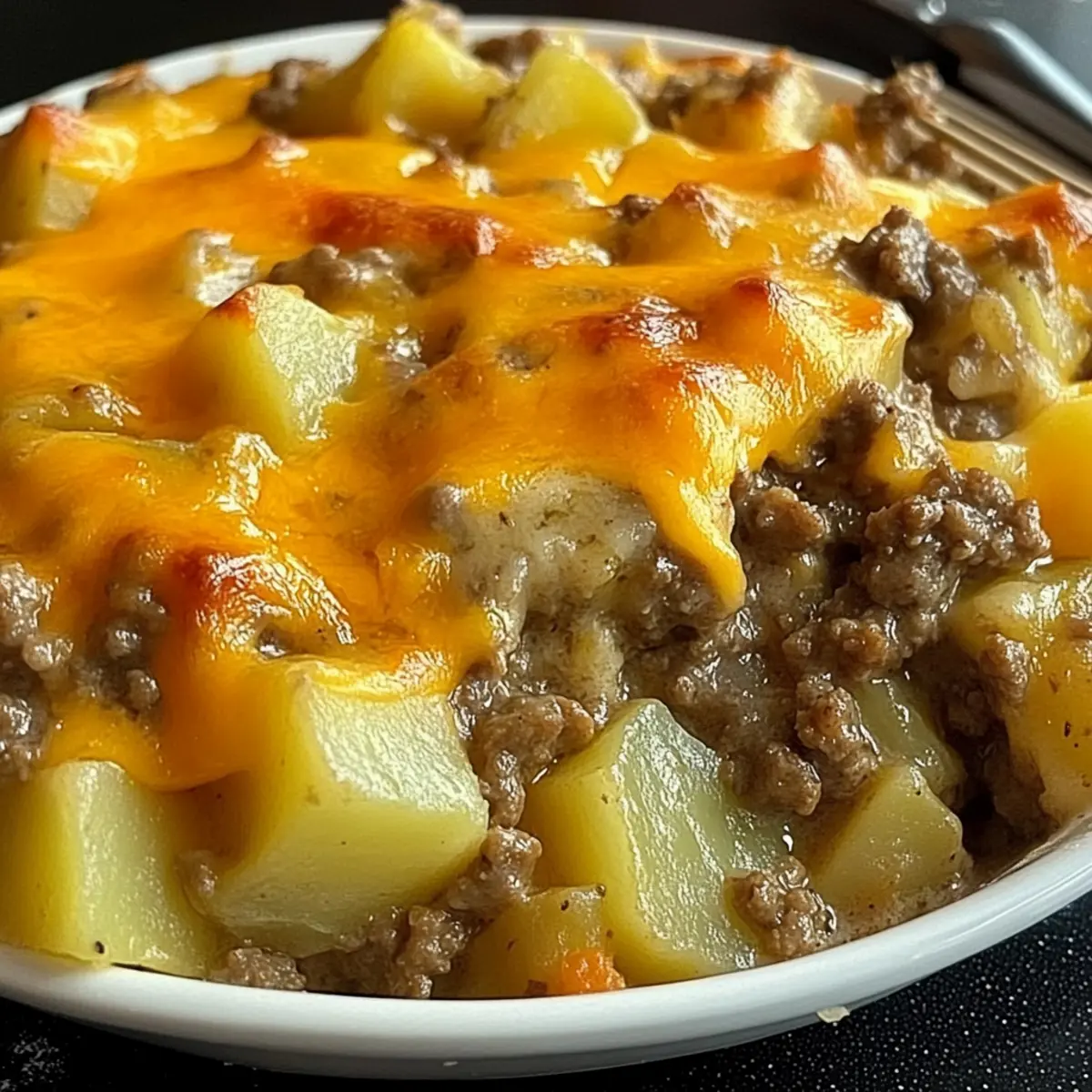 Ultimate Cheesy Ground Beef & Potato Dinner Casserole Delight