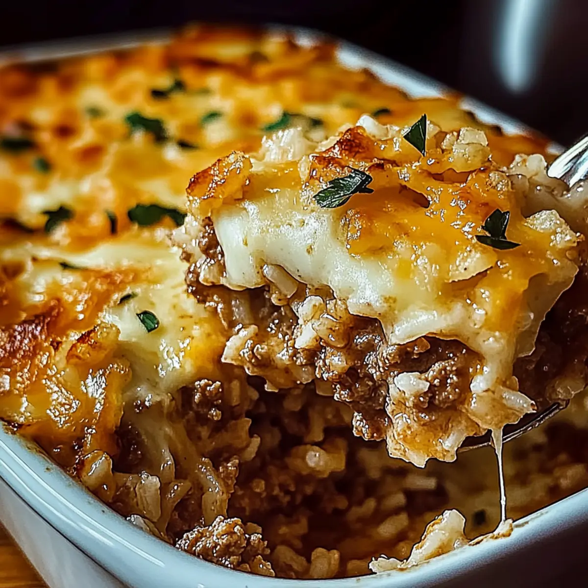 Cozy Up with French Onion Ground Beef and Rice Casserole