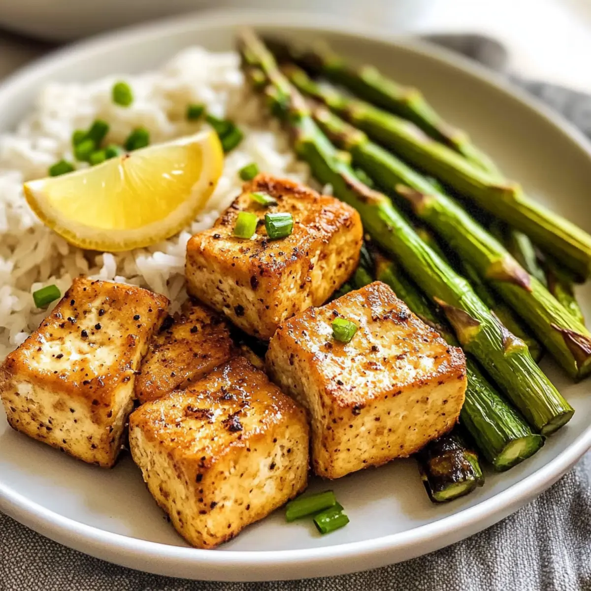 Lemon Pepper Tofu with Asparagus: A Vibrant Vegan Delight