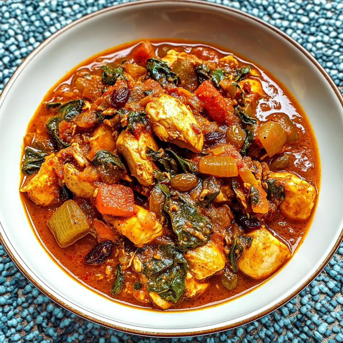 Moroccan Chicken Stew with Spinach for Cozy Nights